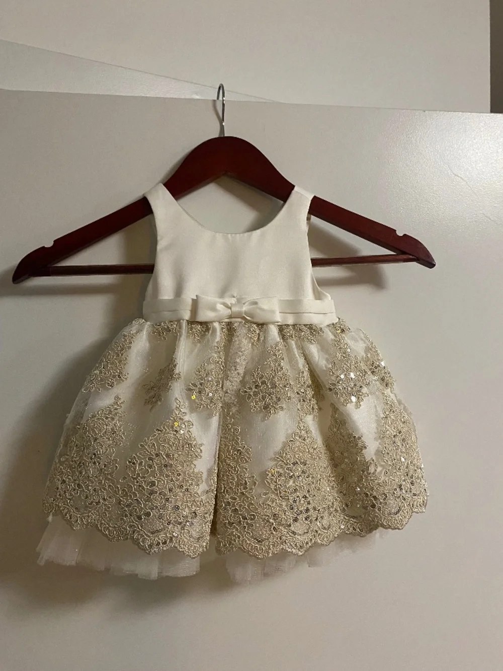 American Princess White/Gold Embellished Formal Dress- 12 Months